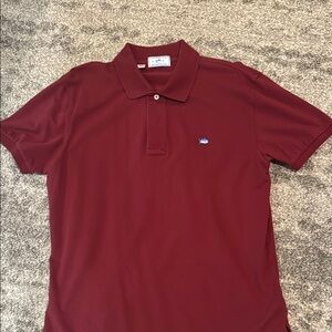 Southern Tide Maroon Skipjack Polo Shirt Classic Cotton Knit